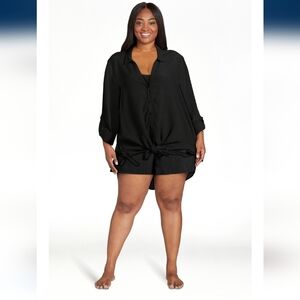 Time and Tru Black Swim Coverup
